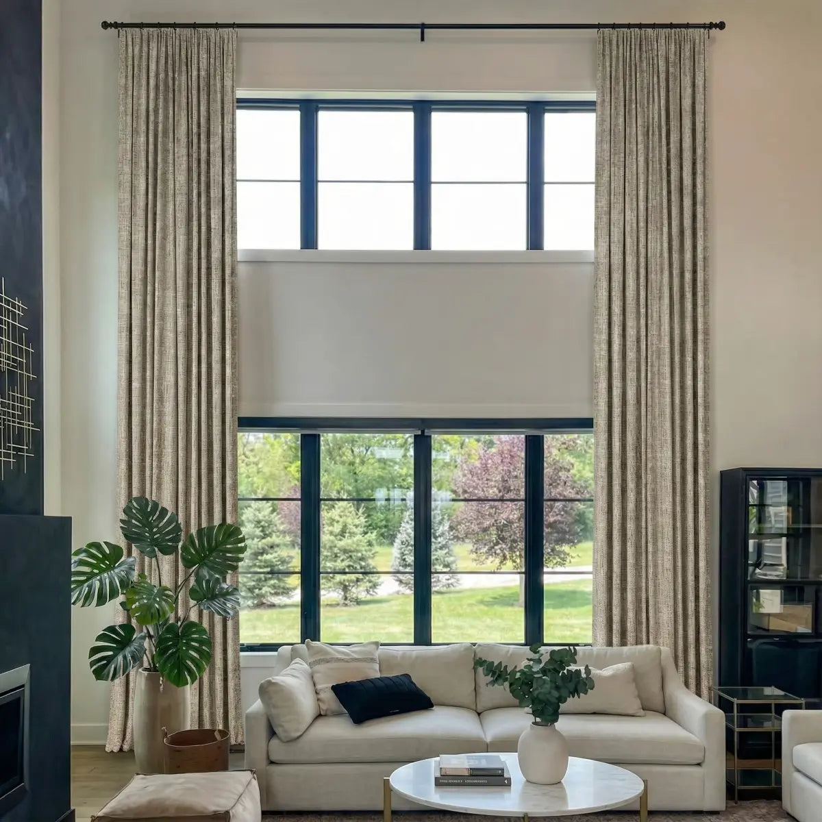 DraperyUS Costom Extra Long 100% Blackout Linen Curtains - Sandy - A light, neutral beige tone inspired by warm desert sands.