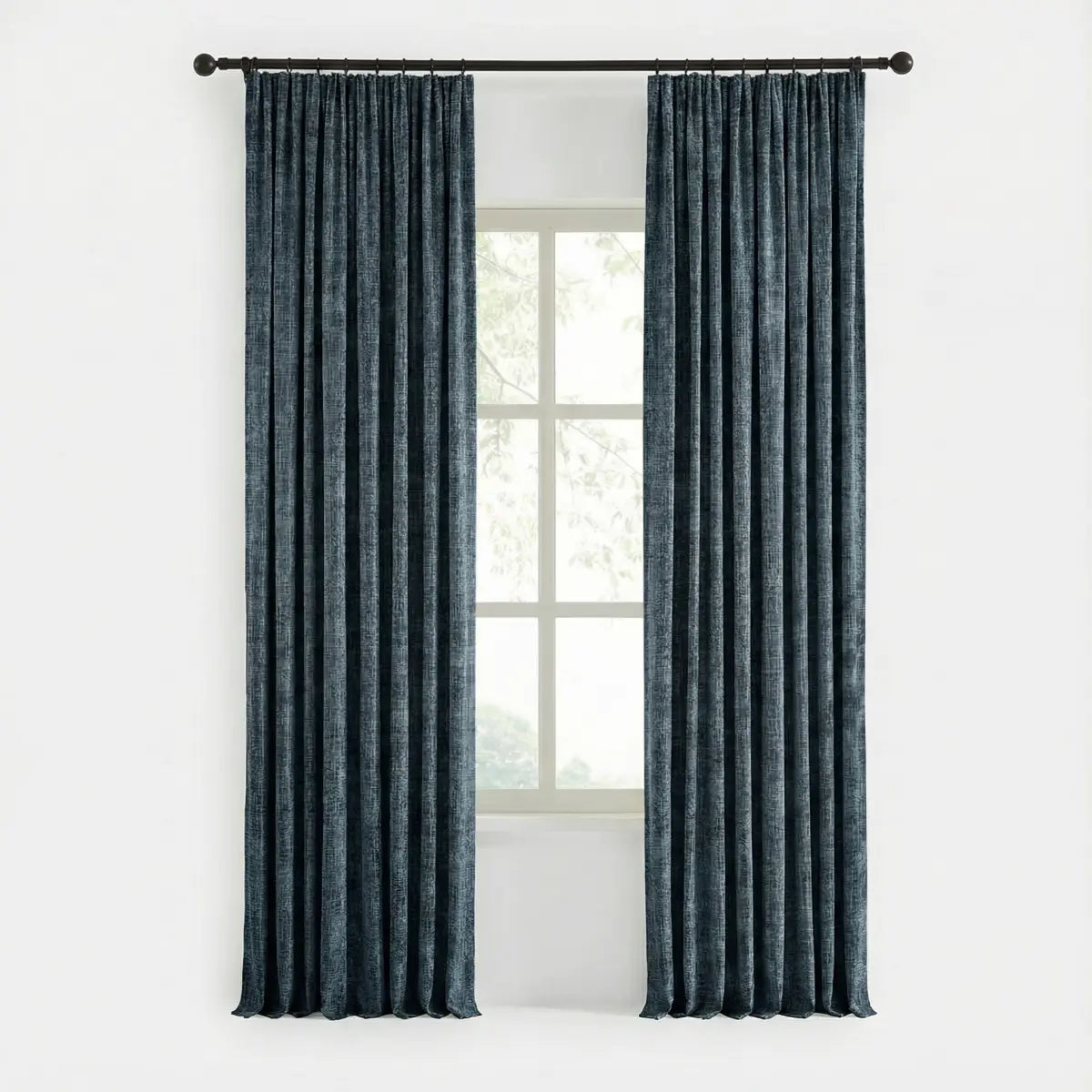 DraperyUS Custom 100% Blackout Linen Curtains - Teal Blue - A moody and elegant fusion of deep blue and forest green.