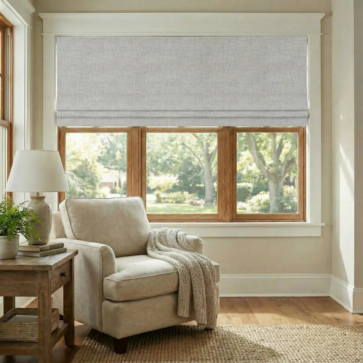DraperyUS Custom Roman Shades - Snow White - A crisp, brilliant white that offers a fresh and pure aesthetic.