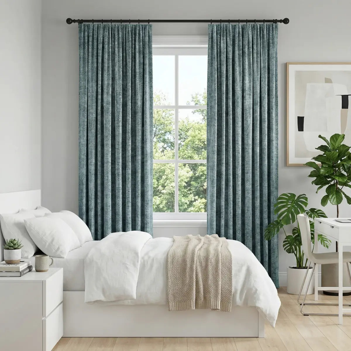 DraperyUS Custom 100% Blackout Linen Curtains - Jade Green - A sophisticated and calm green inspired by natural jade.