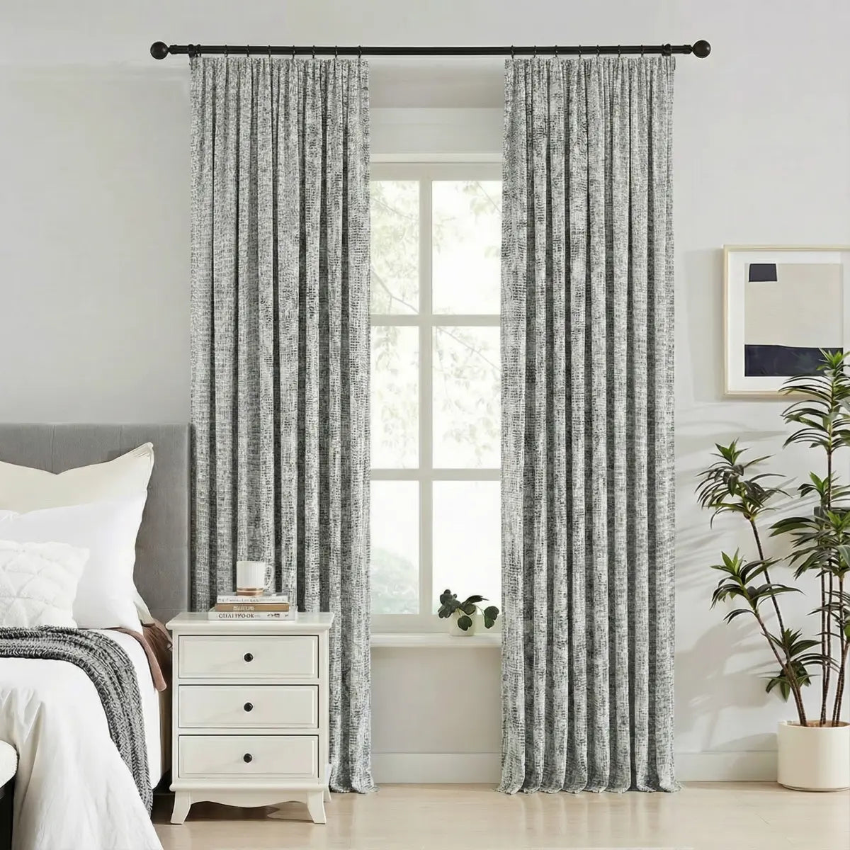 DraperyUS Custom 100% Blackout Linen Curtains - Ivory Mist - A delicate, warm-toned off-white with a soft misty finish.