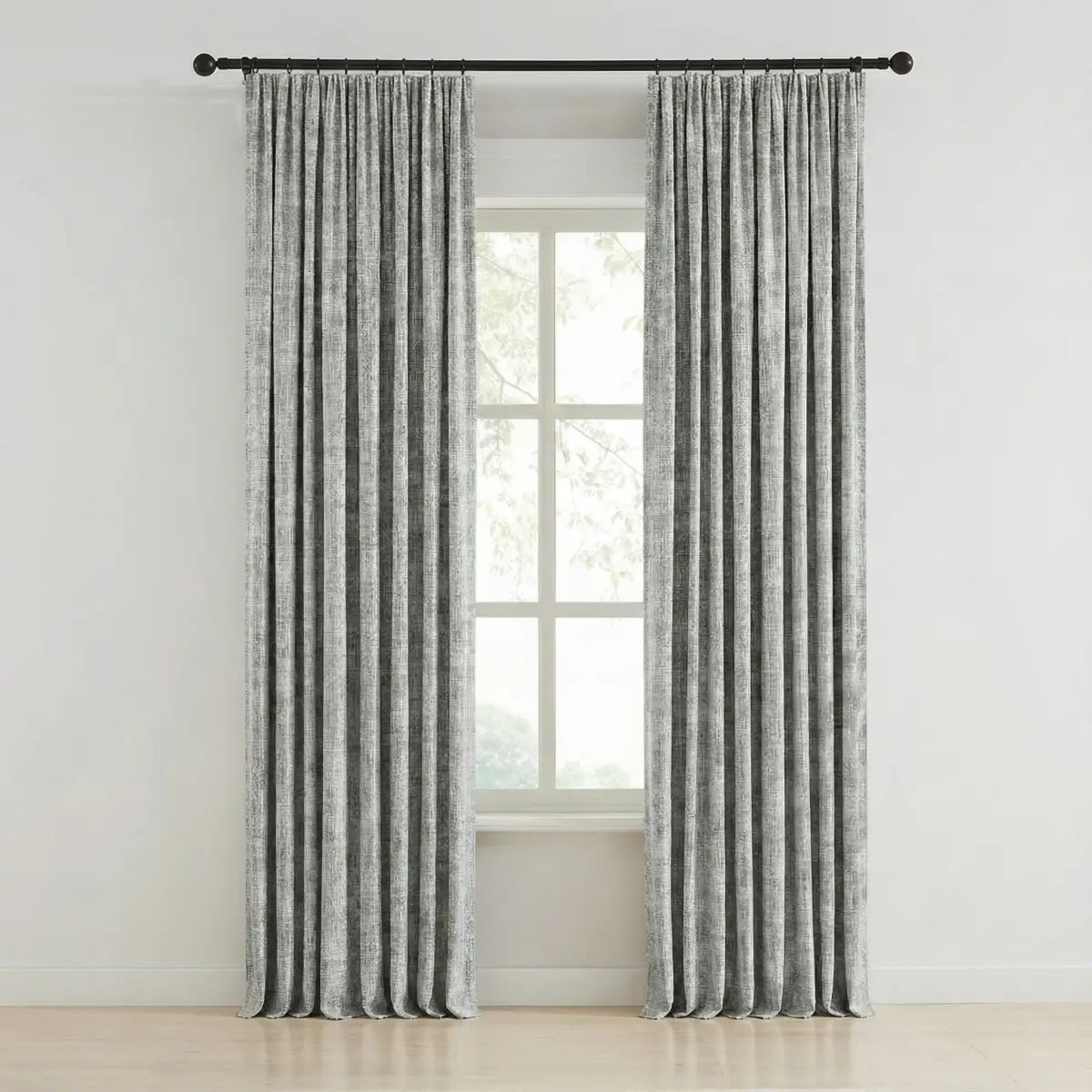 DraperyUS Custom 100% Blackout Linen Curtains - Pearl Grey - A classic, soft grey with a smooth and elegant linen weave.