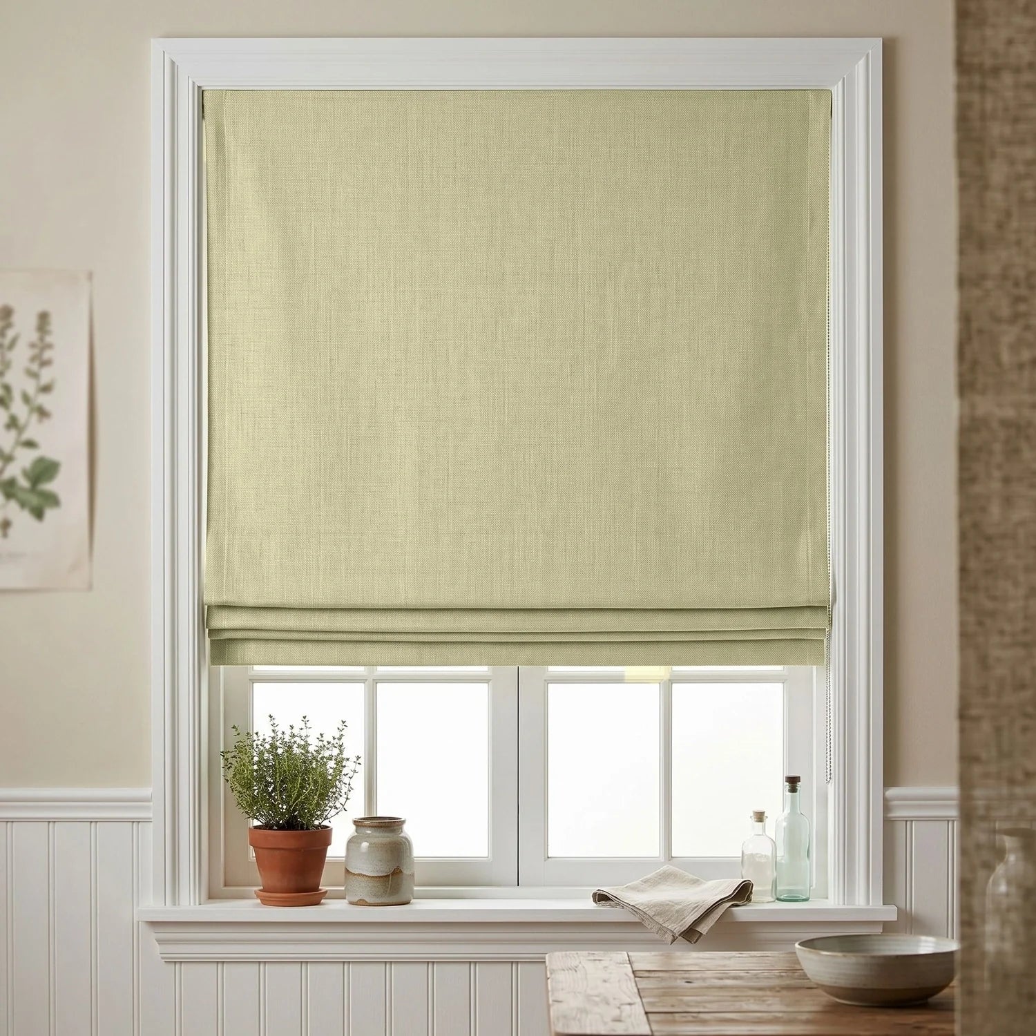 Custom Roman Shade - Taupe in room