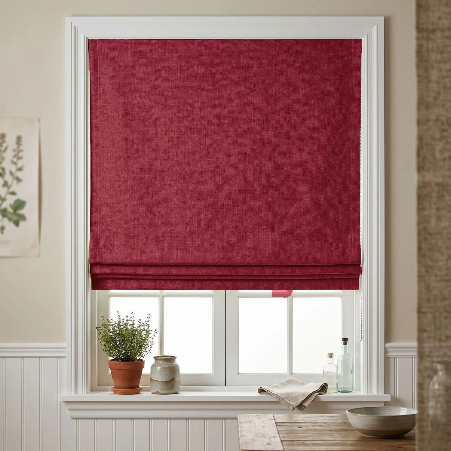 Custom Roman Shade - Mauve in room