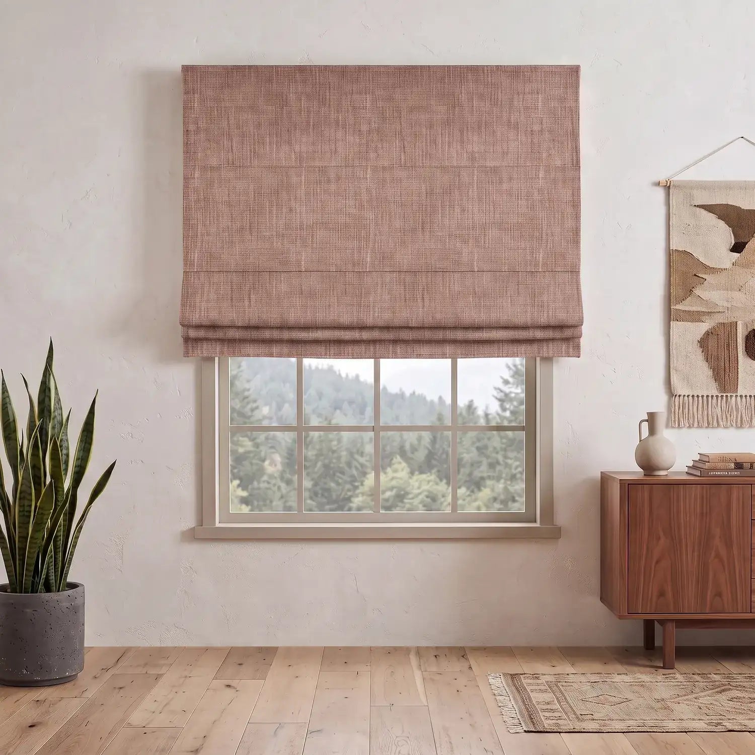 Custom Roman Shade - Apricot in room