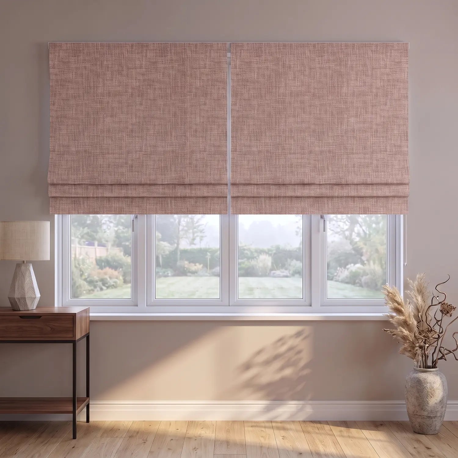 Custom Roman Shade - Apricot in room